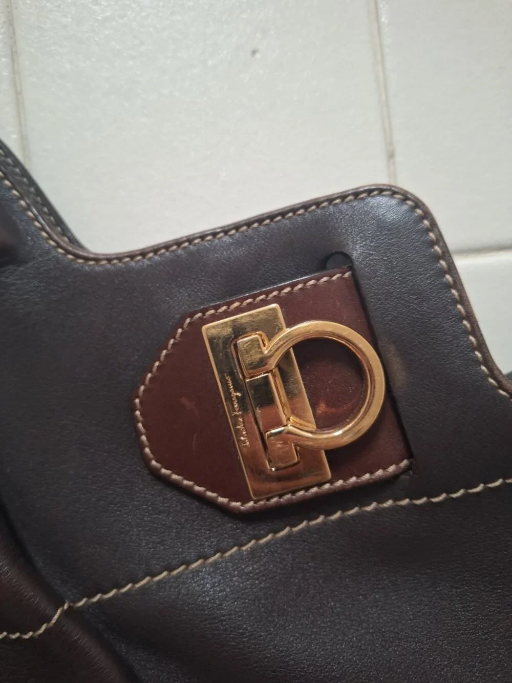 Vintage Ferragamo Brown leather bag